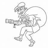 Robber Colouring Coloring Pages Thief Cartoon Template Running Bag sketch template