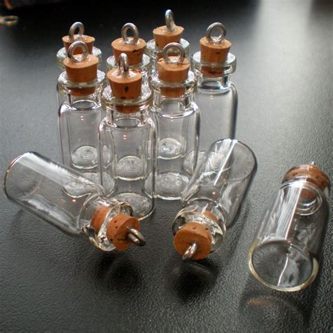 small glass bottles  cork  loop miniature tiny