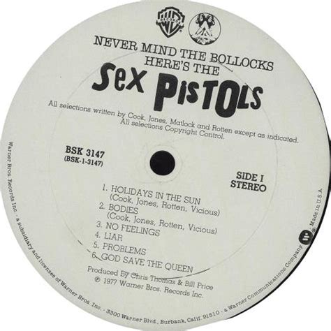 sex pistols never mind the bollocks columbia house club edition us