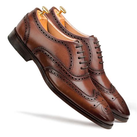 buy brown wingtip brogue leather shoes  men escaro royale