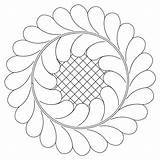 Wreath Feather Grid Quilt Pattern Digital sketch template