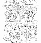 Gretel Hansel Coloring House Pages Witch Clipart Gingerbread Illustration Candy Watching Brother Sister Near Colouring Royalty Visekart Vector Printable Print sketch template