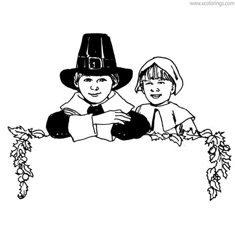 boy  girl  pilgrim coloring pages xcoloringscom