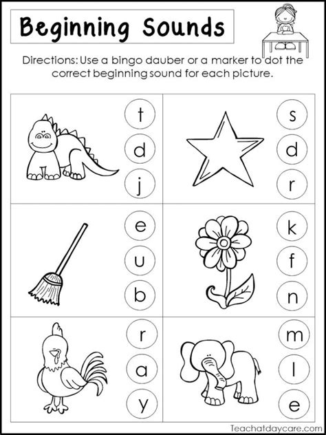 printable beginning sounds worksheets preschool st grade etsy
