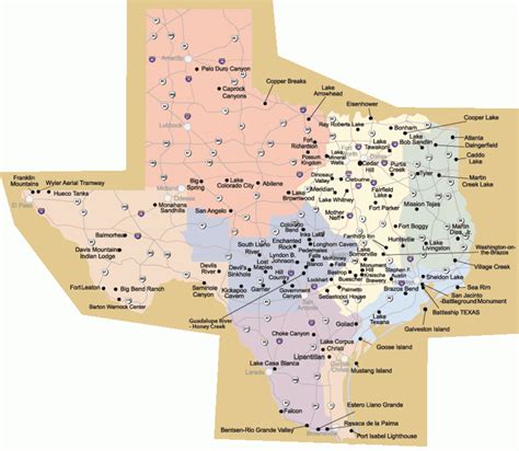 texas state parks map printable map
