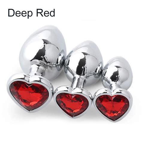 Stainless Steel Jewel Diamond Base Metal Heart Anal Plug Set Butt Plug