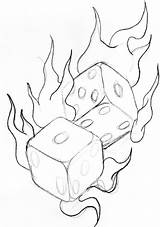 Dice Lucky Flaming Drawing Drawings Tattoo Soul Tattoos Flame Stencils Courageous Deviantart Sleeve Guys sketch template