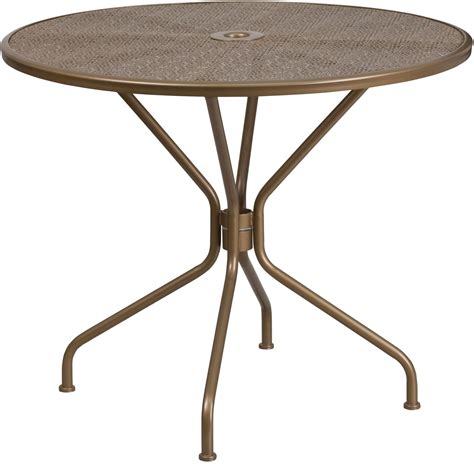 gold indoor outdoor steel patio table  renegade coleman furniture