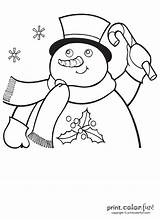 Coloring Jolly Snowman sketch template
