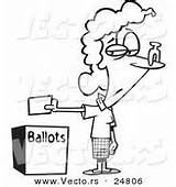 Vector Voter Outlined Nose Outline Coloring Cartoon Female Putting Plug Ballot Box Her Royalty Stock sketch template