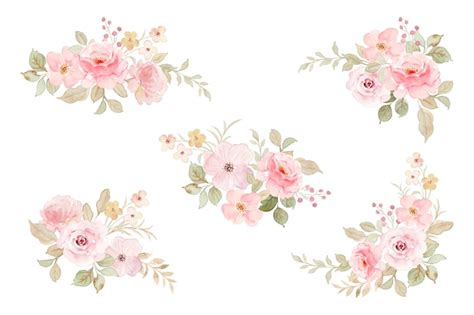 Free Vector Watercolor Soft Pink Flower Arrangement Collection