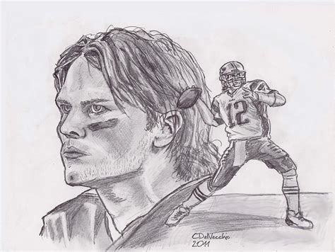 Tom Brady Drawing By Chris Delvecchio