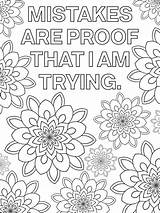 Coloring Pages Printable Mandala Positive Quotes Inspirational Adult Mindset Quote Growth Color Kids Adults Sheets Motivational Simple Pdf Etsy Choose sketch template