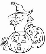 Halloween Coloring Pages Pumpkin Ghost Happy sketch template