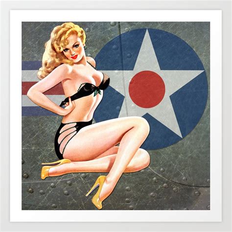 Wwii Nose Art Aviation Vintage Pinup Girl Art Print By
