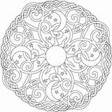 Coloring Mandala Pages Moon Sun Intricate Stars Color Celtic Rose Elephant Star Festival Adults Half Printable Christmas Celestial Drawing Getcolorings sketch template