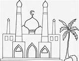 Mewarnai Masjid Anak Islami Paud Menara Dan Pohon Serta Berkubah Kembar Dengan sketch template