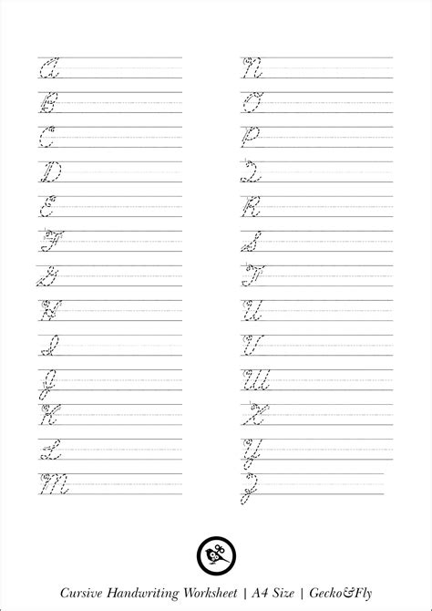 teaching cursive writing worksheet printable