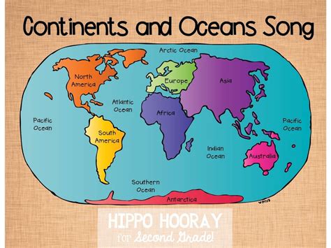 fresh printable map  label continents  oceans printable map