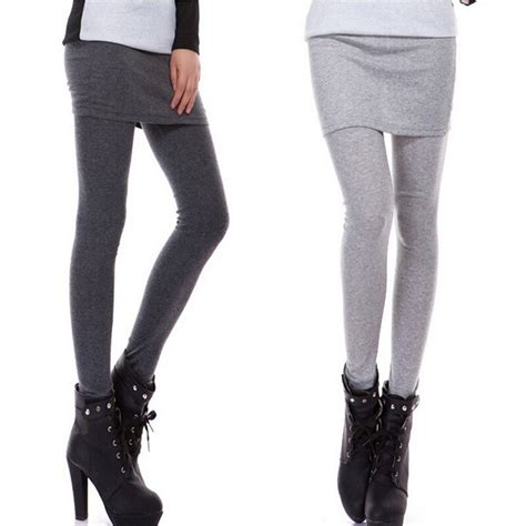 hot selling korean grey black false two piece legging pantskirt womens