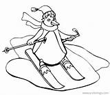 Penguin Skiing Xcolorings sketch template