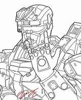 Halo Duty Call Drawing Spartan Master Helmet Chief Ghosts Getdrawings Line sketch template