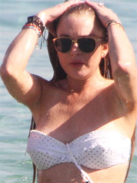 Lindsay Lohan White Bikini Candids In Greece 04 Gotceleb