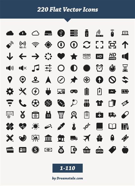 free download 220 flat vector icons dreamstale