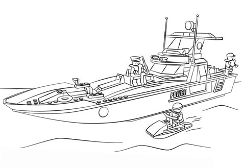 printable lego city police boat coloring page  print