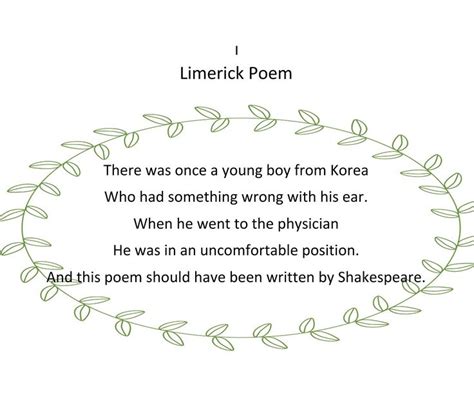 Han S Limerick Poem Limerick Poem Poems Words
