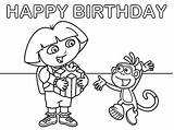 Dora Coloring Birthday Pages Happy sketch template