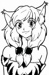 Coloring Anime Pages Cat Cute Girl Furry Wolf Girls Fox Drawing Chibi Emo Print Female Easy Printable Color Drawings N8 sketch template