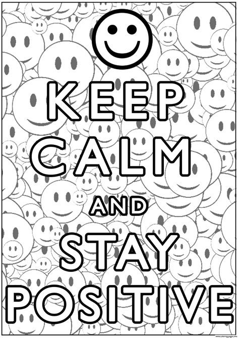 calm  stay positive coloring page printable