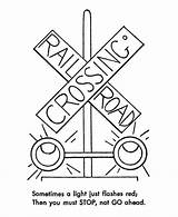 Train Coloring Pages Safety Railroad Trains Sheets Signs Track Color Lights Crossing Printable Signal Traffic Rail Light Drawing Activity Kids sketch template