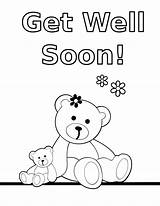 Well Get Soon Coloring Teddy Card Bear Clipart sketch template