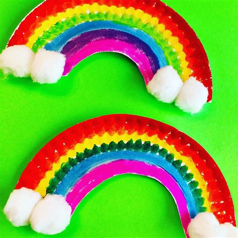 paper plate rainbows easy spring craft  kids glitter   dime