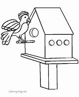 Coloring Pages Birdhouse Birds Bird House Clipart Kids Printable Gif Popular sketch template