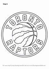 Raptors Toronto Logo Coloring Pages Nba Draw Drawing Colouring Step Tutorials Logos Drawings Basketball Search sketch template