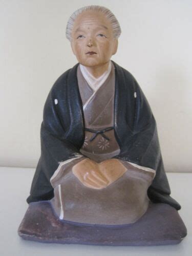 Vintage Japanese Hakata Urasaki Kneeling Woman Obasan Ceramic Figurine