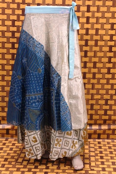 handmade silk sari skirt  layer long magic wrap skirt etsy
