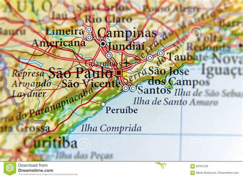Geographic Map Of Brasil With Sao Paulo City Stock Image