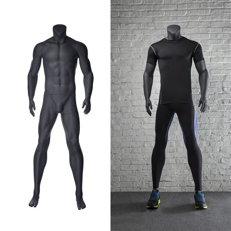 sports headless male mannequin standing pose matte grey mannequin madness