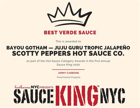 Juju Guru — Winner “best Verde Sauce” Sauce King Nyc™ 2020 – Bayou