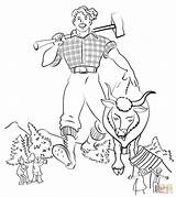 Bunyan Paul Coloring Babe Ox Blue Pages Drawing Printable Color Draw Clip Click Getdrawings Lumberjack Moo Clack Tall Supercoloring Getcolorings sketch template