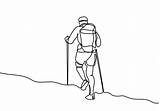 Hiking Drawing Line Hiker Backpack Person Vector Walking Drawn Hand Continuous Doing Hill Vecteezy sketch template