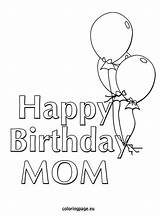 Birthday Happy Coloring Mom Balloons Printable Pages Drawing Mother Kids Coloringpage Card Colouring Color Mommy Printables Eu Print Kid Sheets sketch template