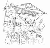 Market Drawing Stall Stalls Markets Sketch Google Drawings Food Search Flower Draw Cartoon Illustration Bloemenmarkt Coloring Afkomstig Van Counter Around sketch template