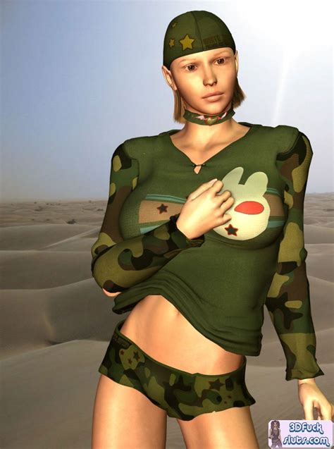 military dresses busty anime babe gives various pose in desert asian porn movies