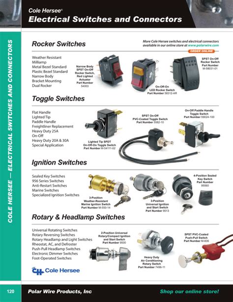 polar wire catalog cole hersee electrical switches  connectors