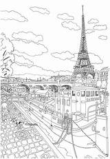 Eiffel Vue Coloriage Merveilles sketch template